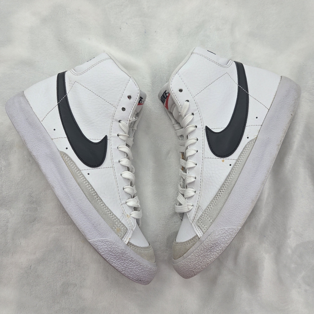 Nike‎ Blazer Mid White Black Leather High Top Sneakers Youth 6Y Unisex